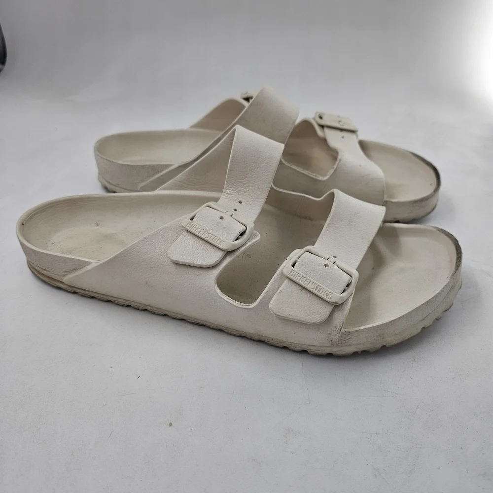 Birkenstock Arizona Essentials EVA Sandals White Double Buckle Slip On 43